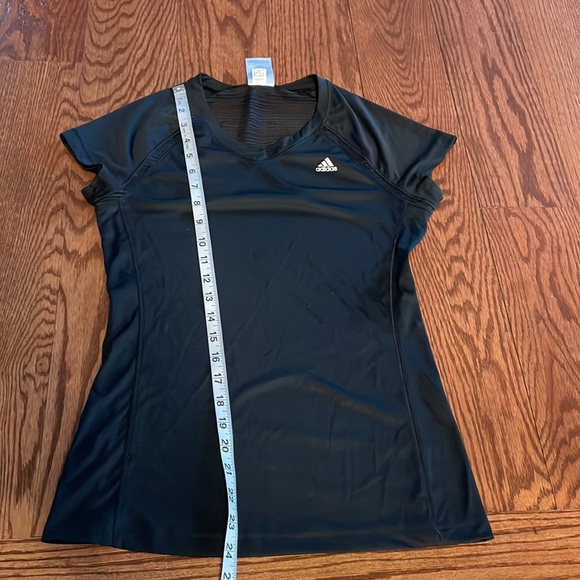 ADIDAS women’s CLIMALITE athletic top short sleeve V neck size Small BLACK - Picture 9 of 9